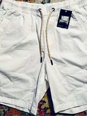 Unbranded Men's White Flat Front Drawstring Shorts